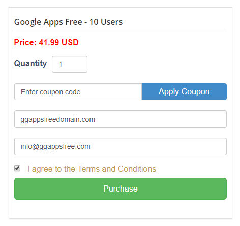 domains with free google apps account